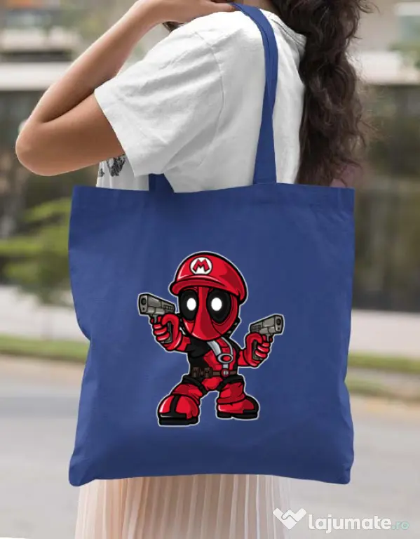 Sacosa din panza Mario Deadpool Albastru regal