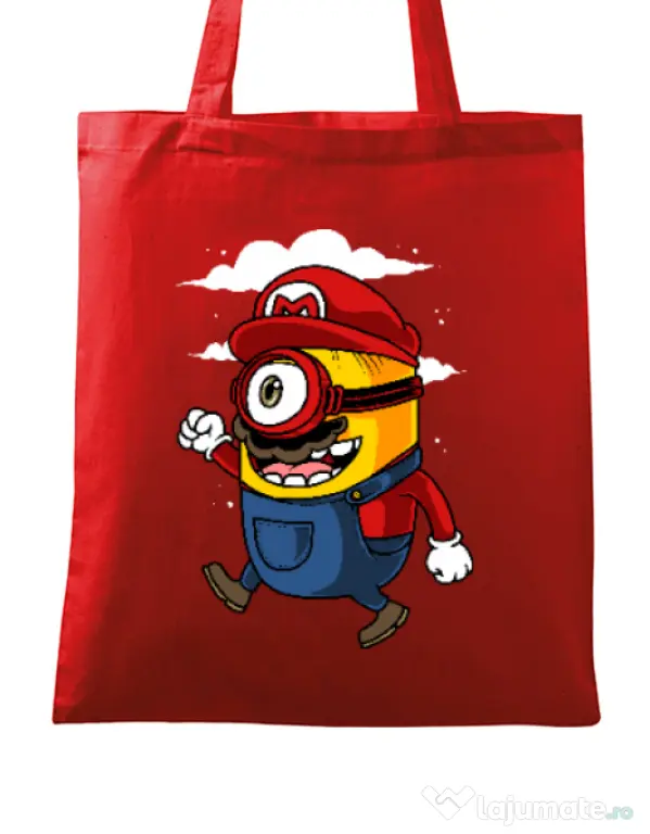 Sacosa din panza Mario minion Rosu