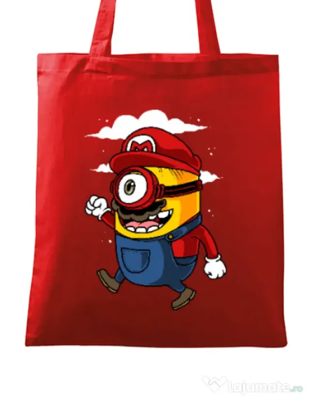 Sacosa din panza Mario minion Rosu