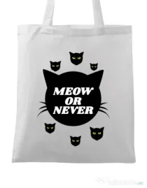 Sacosa din panza Meow or never Alb