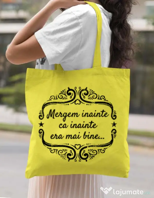 Sacosa din panza Mergem inainte Galben