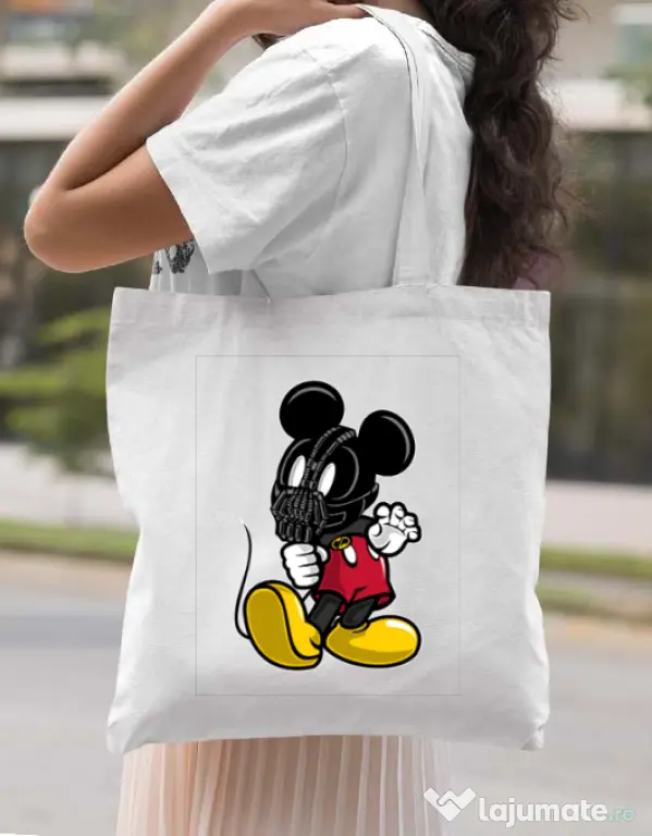 Sacosa din panza Mickey Bane Alb
