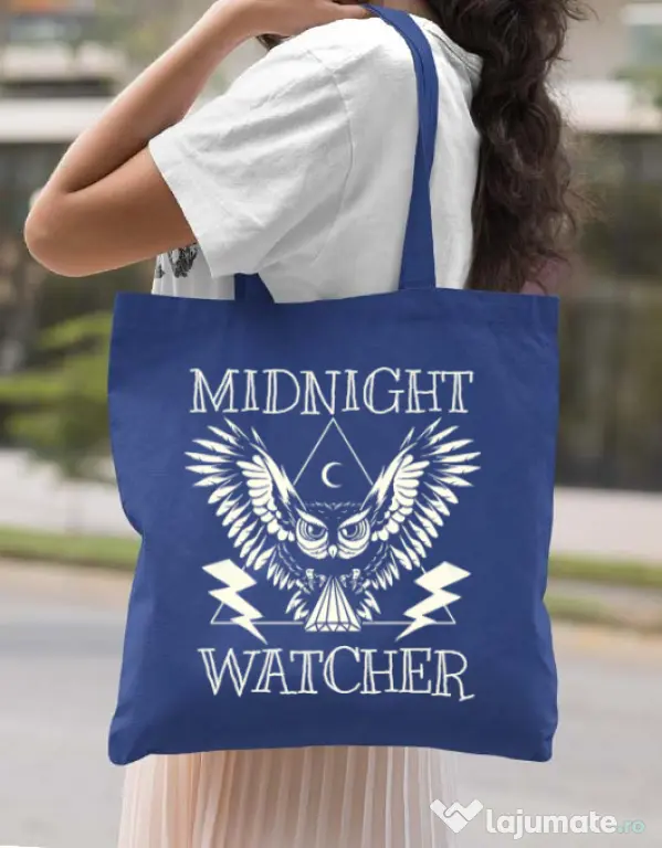 Sacosa din panza Midnight Watcher Albastru regal
