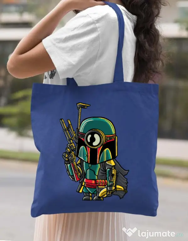 Sacosa din panza Minion Boba Fett Albastru regal
