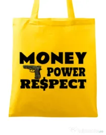 Sacosa din panza Money, power,respect Galben