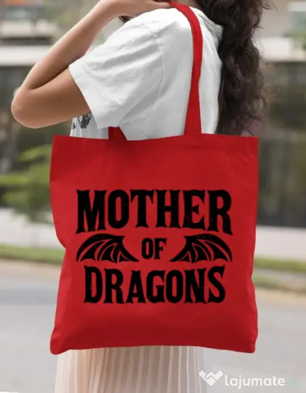 Sacosa din panza Mother of dragons 2 Rosu