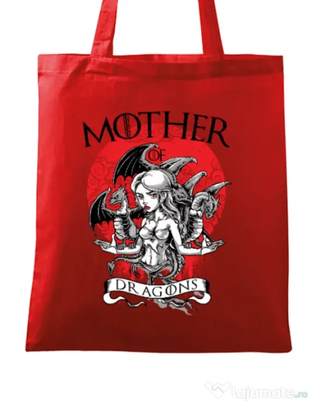 Sacosa din panza Mother of dragons Rosu
