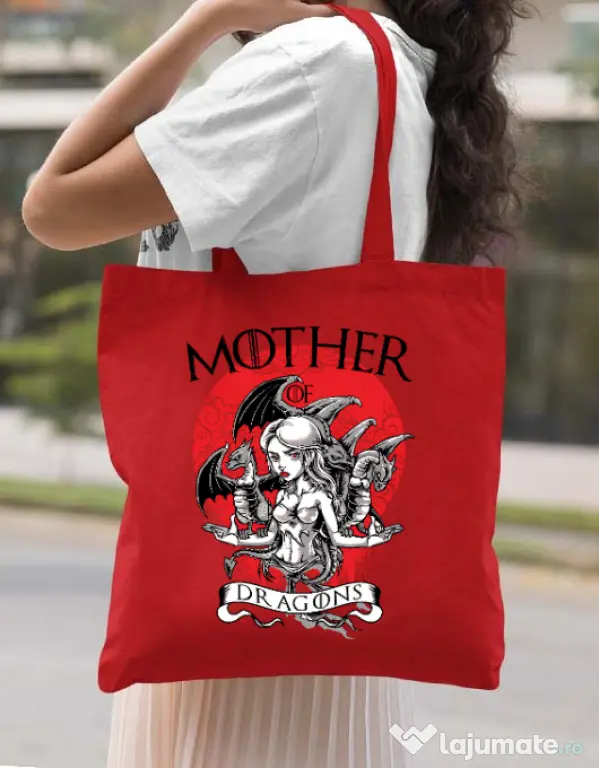 Sacosa din panza Mother of dragons Rosu