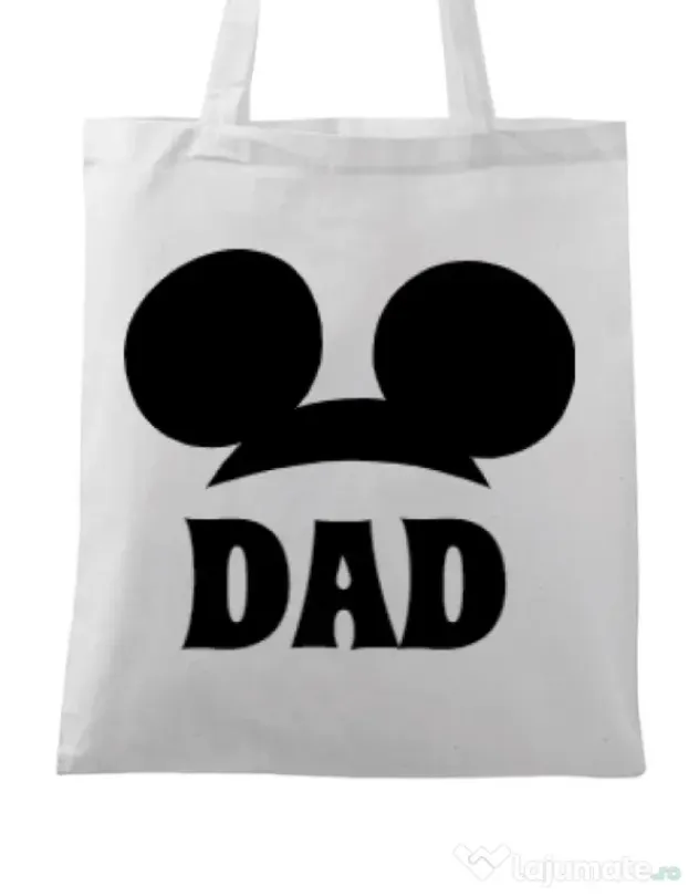 Sacosa din panza Mouse dad Alb