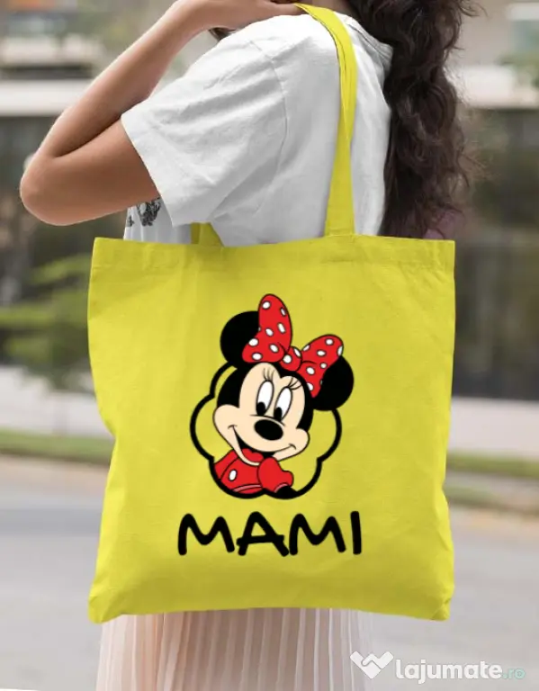 Sacosa din panza Mouse mommy Galben