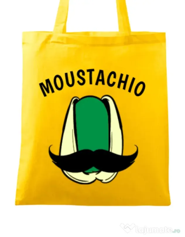 Sacosa din panza Moustachio Galben