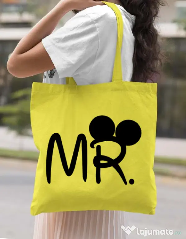 Sacosa din panza Mr Mickey Galben