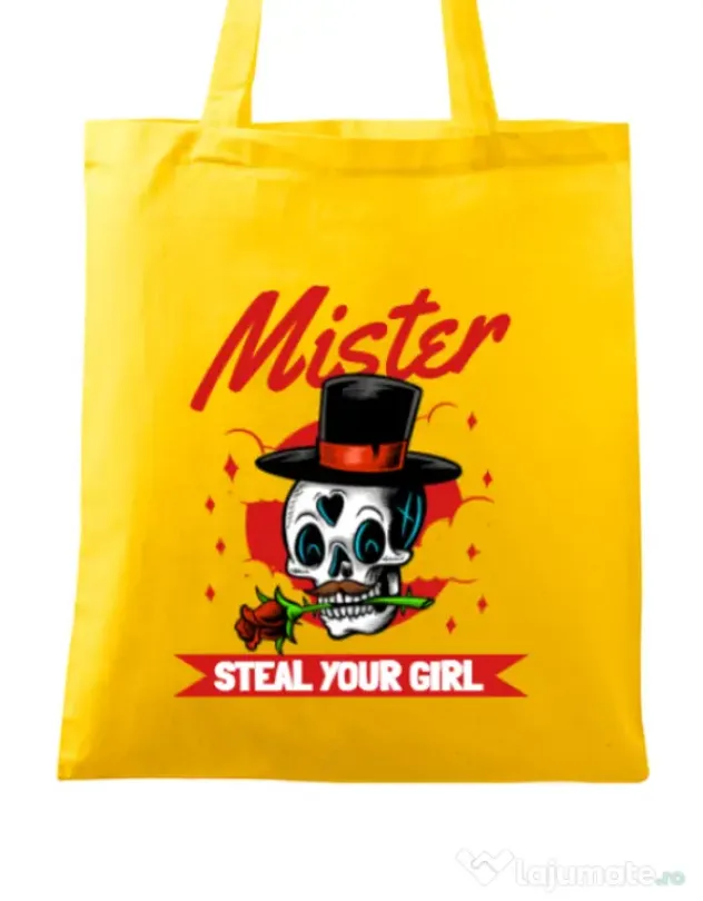 Sacosa din panza Mr. steal your girl Galben