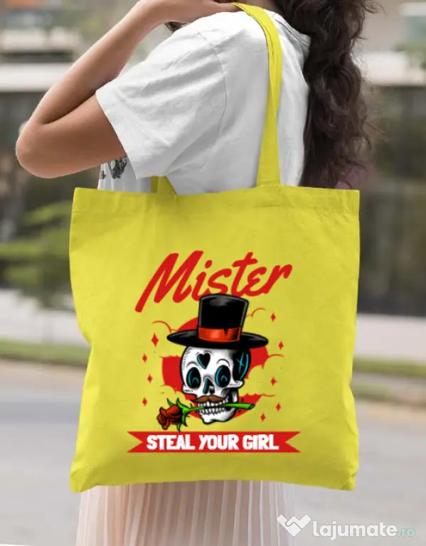 Sacosa din panza Mr. steal your girl Galben