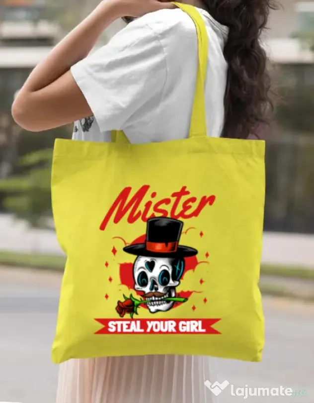Sacosa din panza Mr. steal your girl Galben