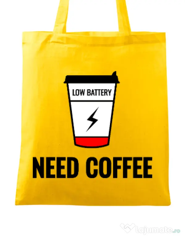 Sacosa din panza Need coffee Galben
