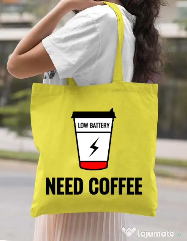 Sacosa din panza Need coffee Galben