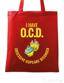 Sacosa din panza Obsessive cupcake disorder Rosu