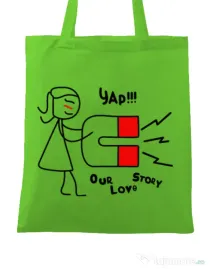 Sacosa din panza Our love story 1 Verde mar