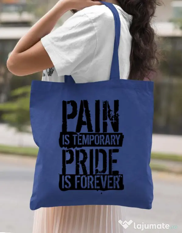 Sacosa din panza Pain and pride Albastru regal