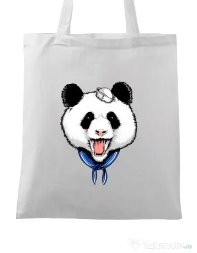 Sacosa din panza Panda Sailor Alb