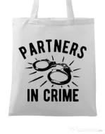 Sacosa din panza Partners in crime 1 Alb