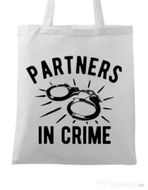 Sacosa din panza Partners in crime 1 Alb