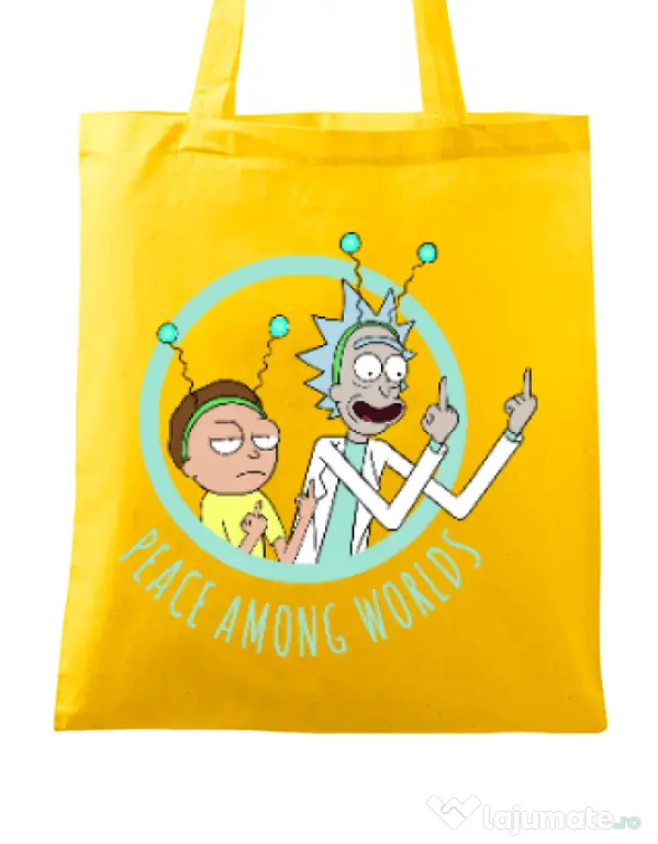 Sacosa din panza Peace among worlds Galben