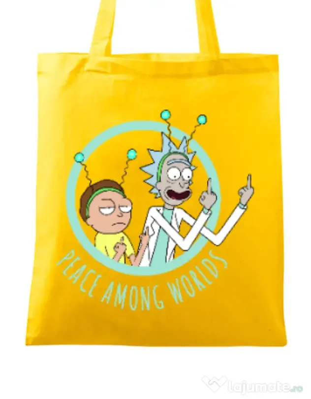 Sacosa din panza Peace among worlds Galben