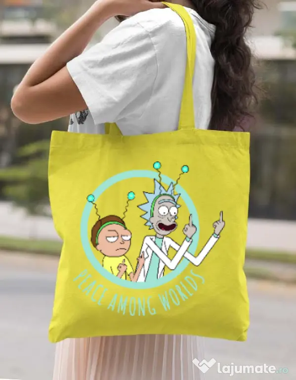 Sacosa din panza Peace among worlds Galben