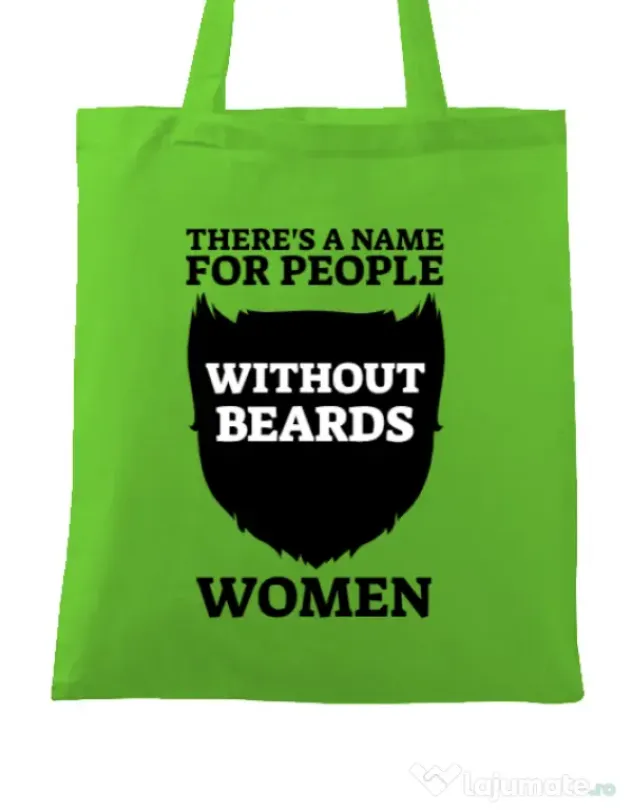 Sacosa din panza People without beards Verde mar