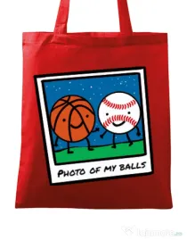 Sacosa din panza Photo of my balls Rosu
