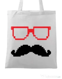Sacosa din panza Pixel mask Alb