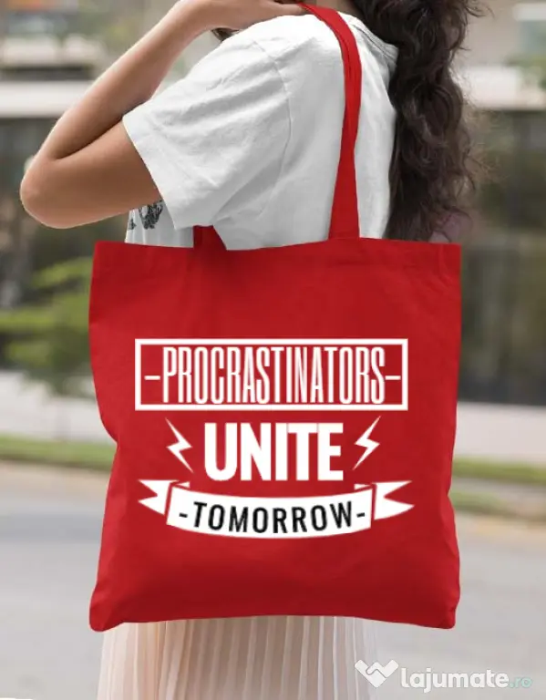 Sacosa din panza Procrastinators Rosu
