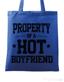 Sacosa din panza Property of a hot boyfriend Albastru regal