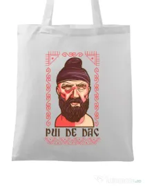 Sacosa din panza Pui de dac Alb