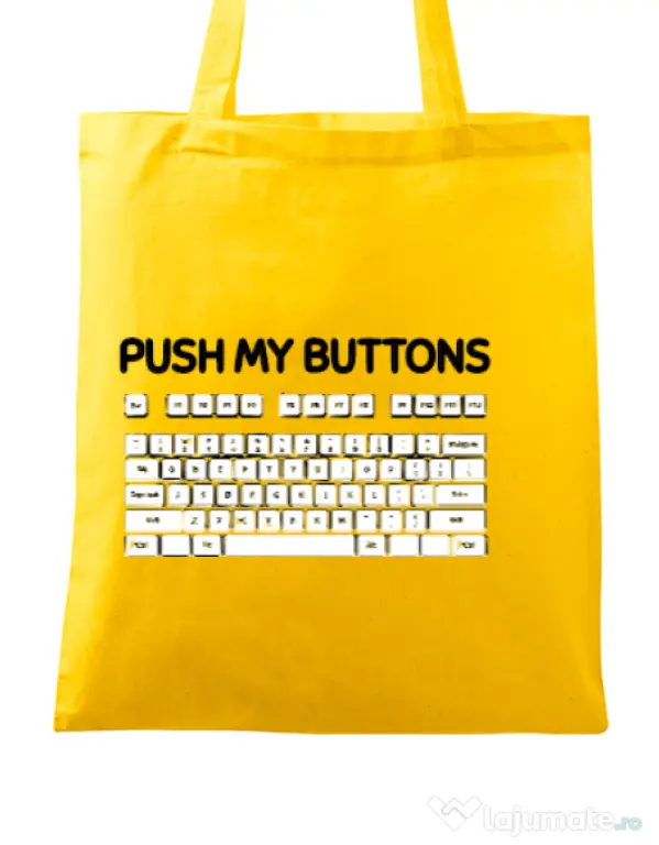 Sacosa din panza Push my buttons Galben