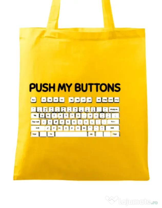 Sacosa din panza Push my buttons Galben