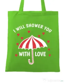 Sacosa din panza Raining love Verde mar