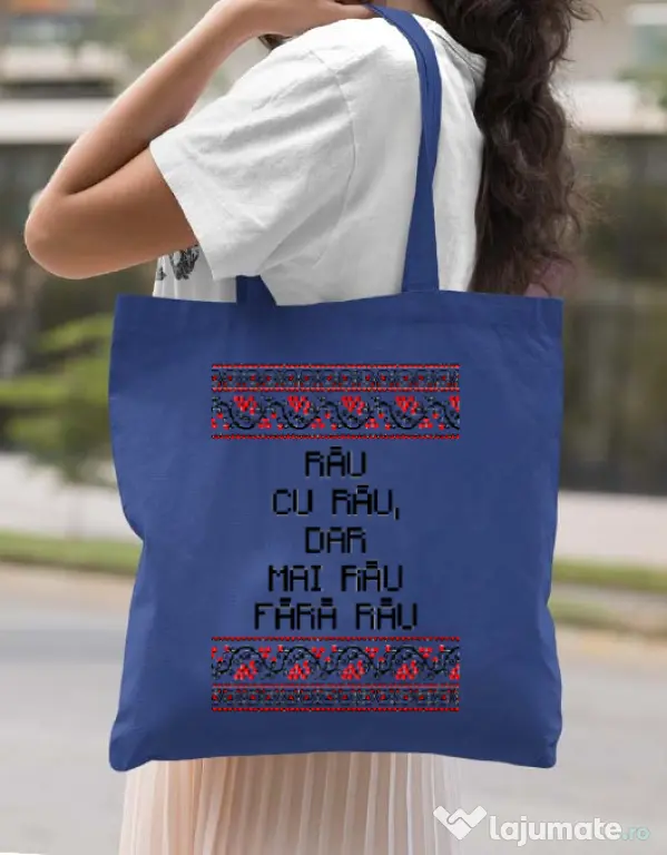 Sacosa din panza Rau cu rau Albastru regal