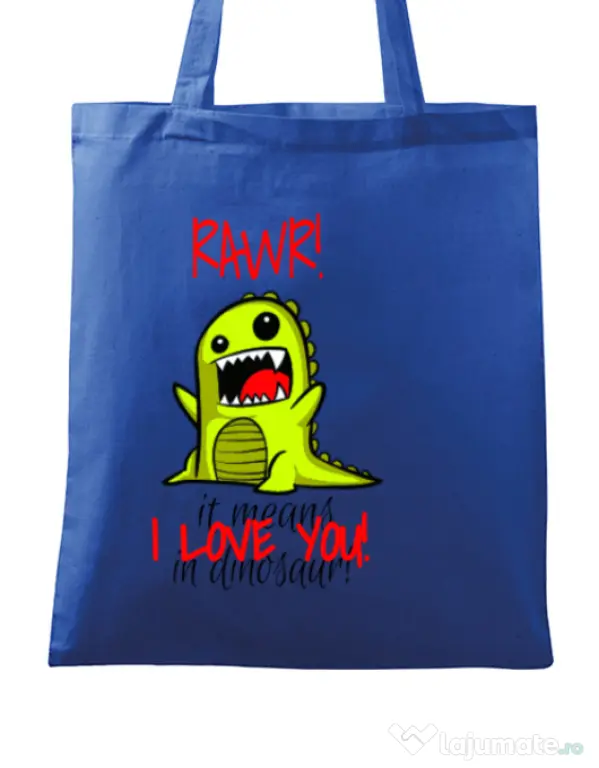Sacosa din panza Rawr Albastru regal