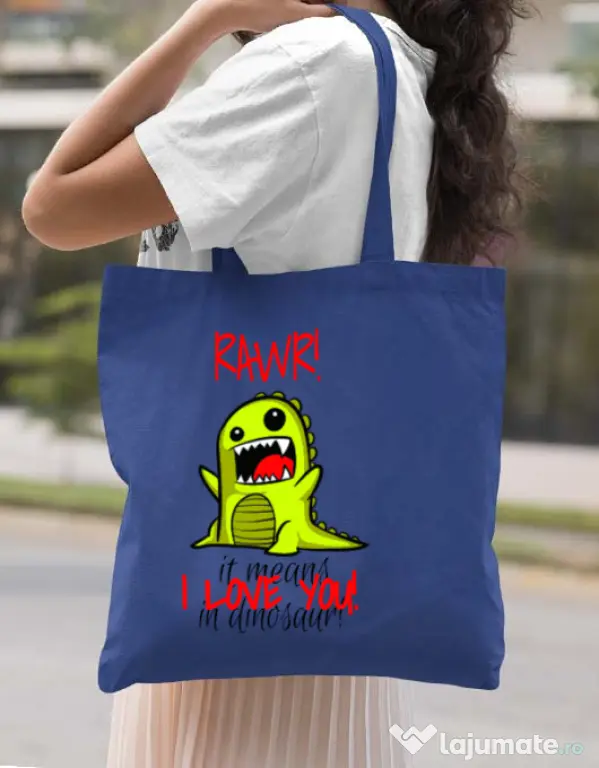 Sacosa din panza Rawr Albastru regal