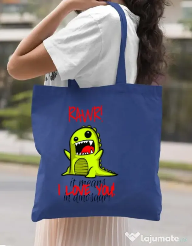 Sacosa din panza Rawr Albastru regal