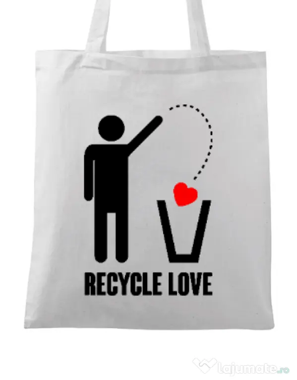 Sacosa din panza Recycle love Alb