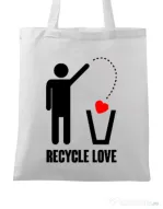 Sacosa din panza Recycle love Alb