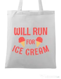 Sacosa din panza Running for ice cream Alb