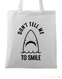 Sacosa din panza Sad shark Alb