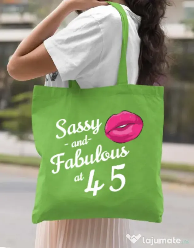 Sacosa din panza Sassy and fabulous Verde mar
