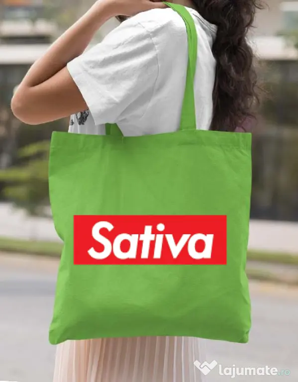 Sacosa din panza Sativa Verde mar