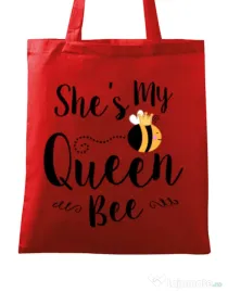 Sacosa din panza She is my queen bee Rosu